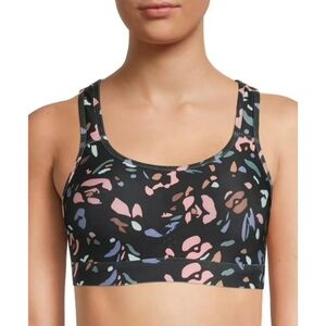 Avia Racerback High Impact Sports Bra Black Floral Size S (4-6)